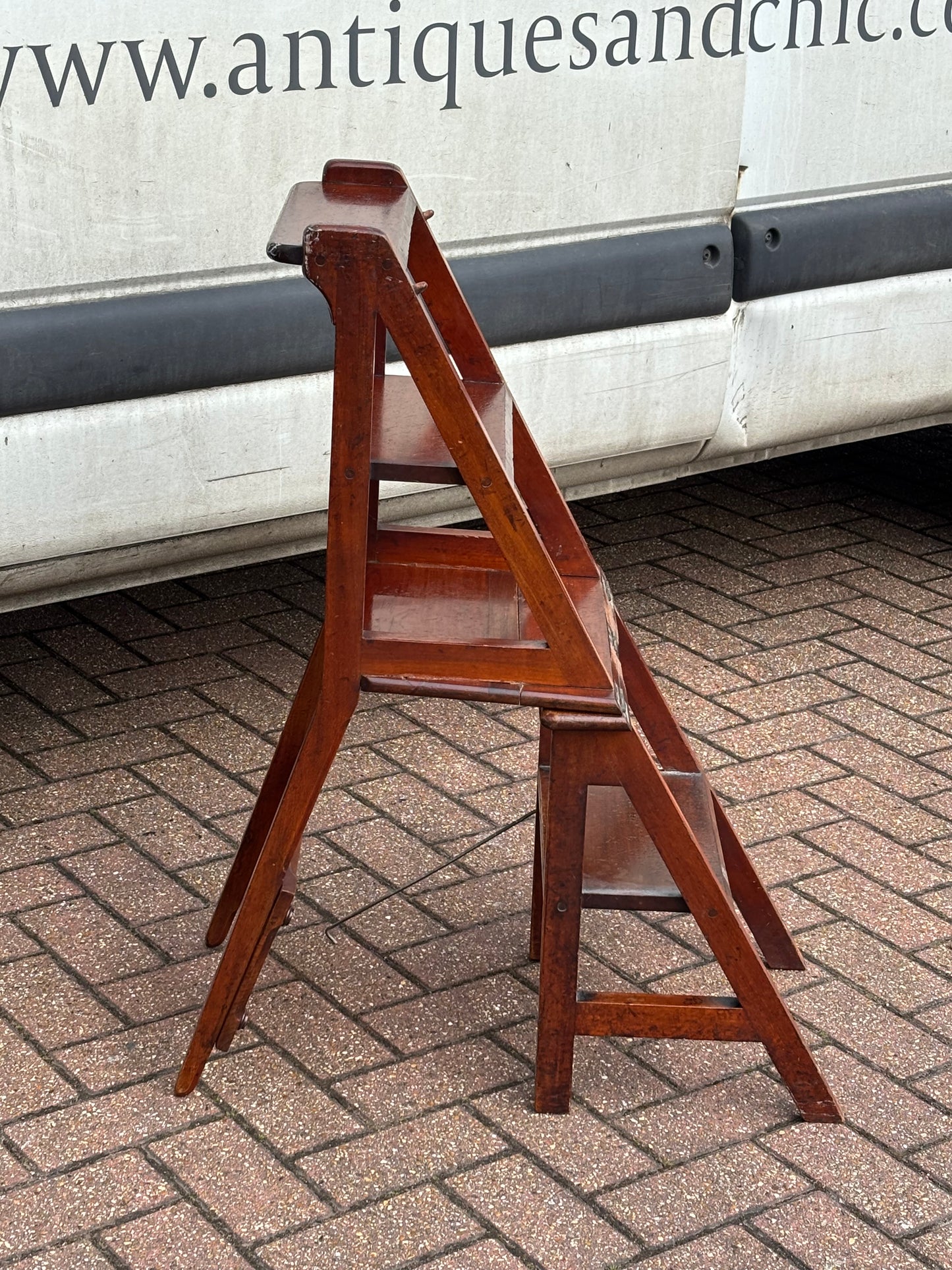 Metamorphic Mahogany Chair That Folds Over Into Library Steps C.1890
