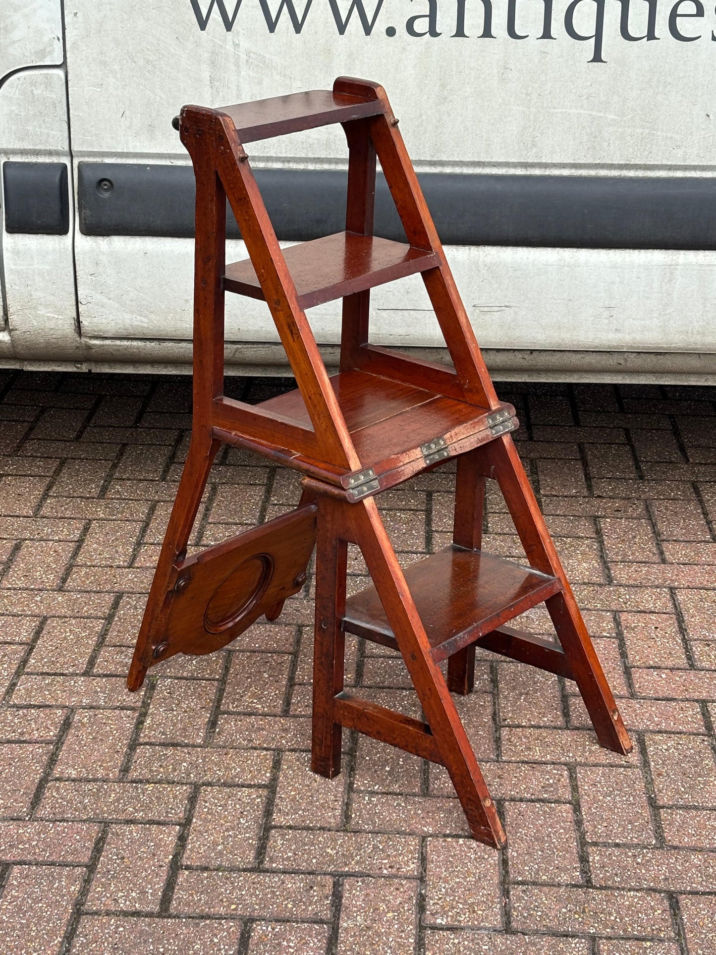 Metamorphic Mahogany Chair That Folds Over Into Library Steps C.1890