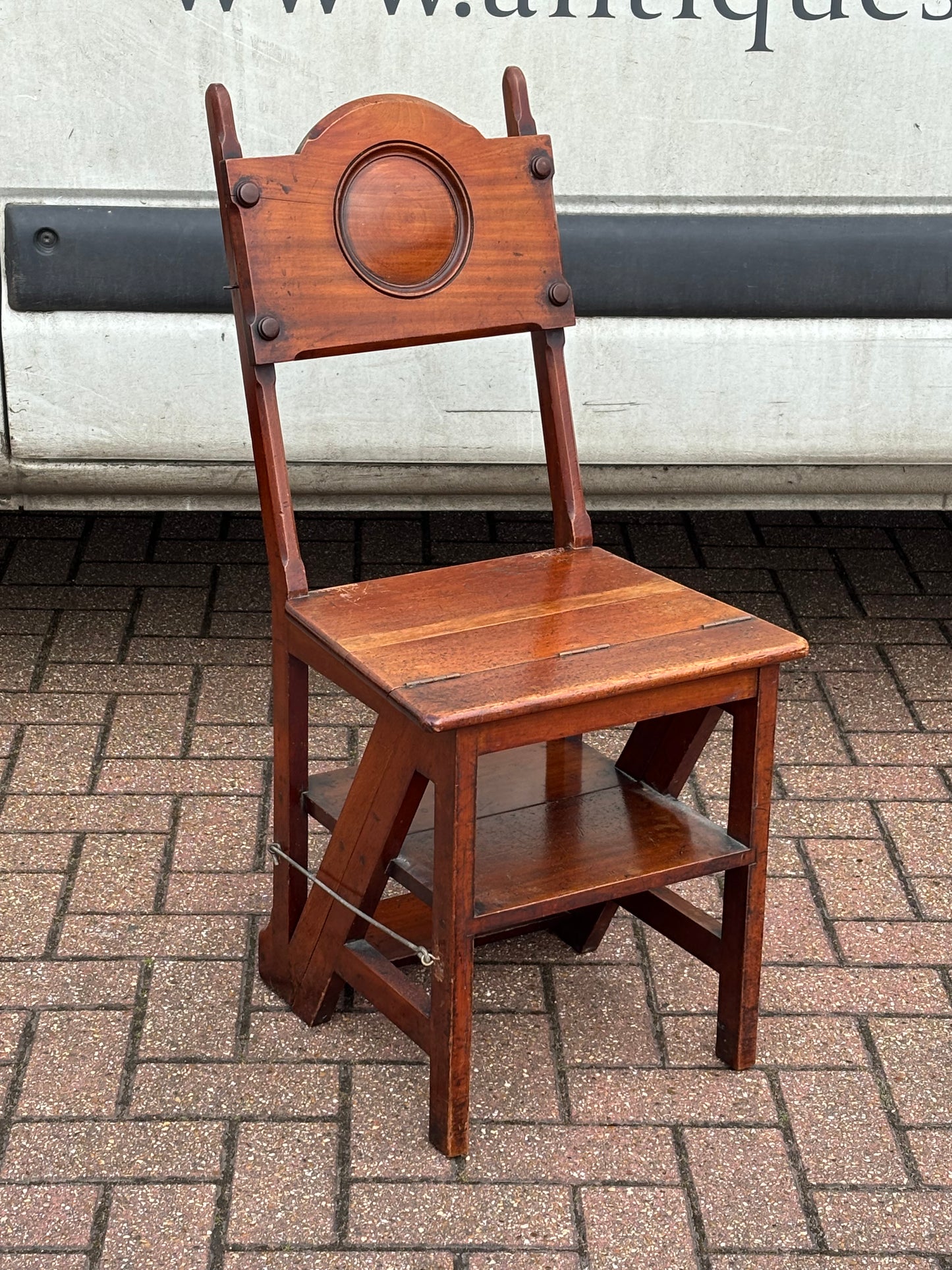 Metamorphic Mahogany Chair That Folds Over Into Library Steps C.1890