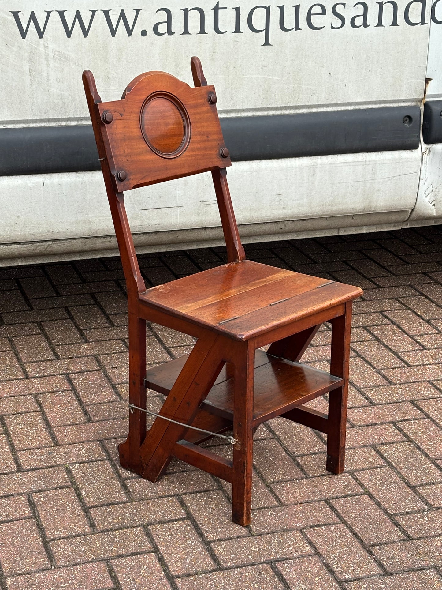 Metamorphic Mahogany Chair That Folds Over Into Library Steps C.1890
