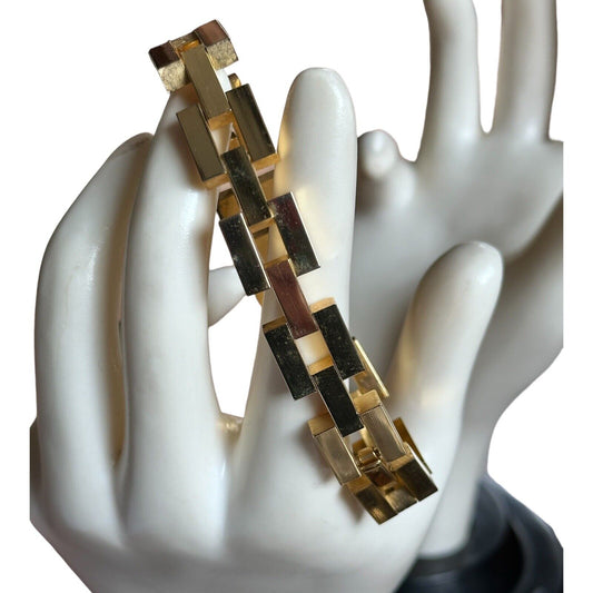 Vintage Gold Plated Substantial Geometric Bracelet