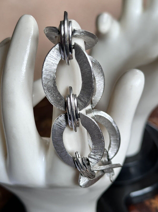 Vintage Crown Trifari Silver Tone Linked Bracelet