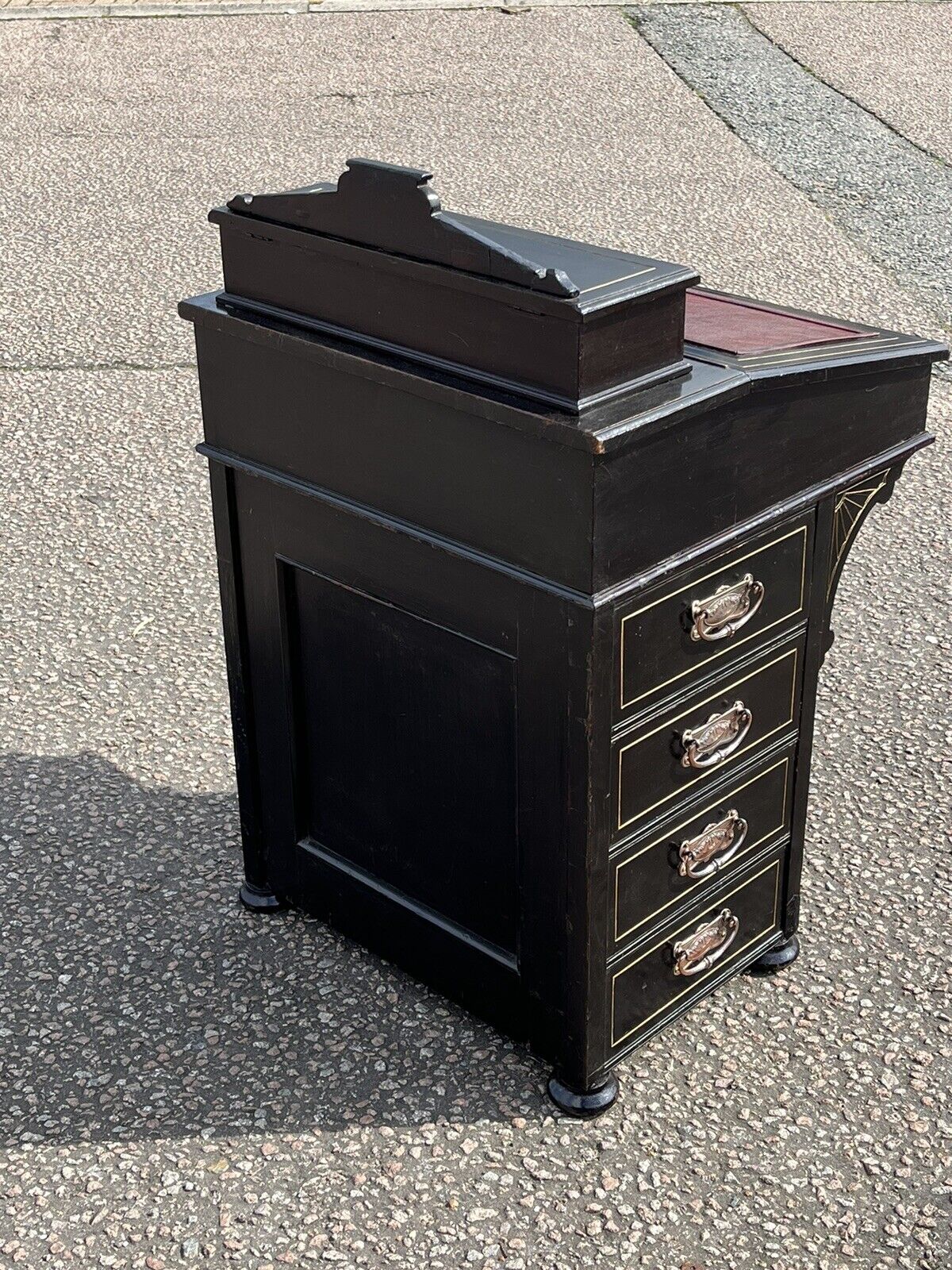 Aesthetic Movement Ebonised Victorian Davenport Desk. Loads Of Storage.