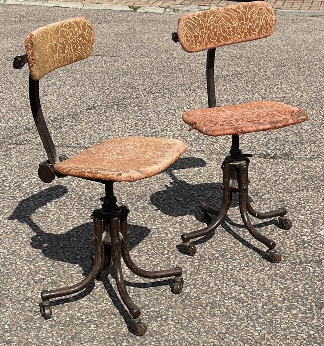 Pair Of Industrial Machinists Chairs, Extremely Good Quality. Fab Design