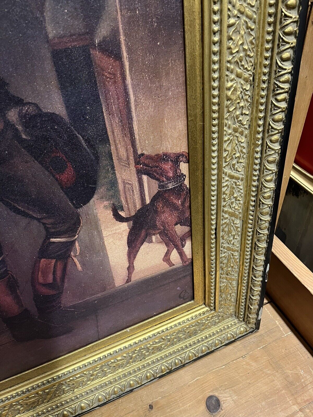 Large Victorian Scene Picture, In original Gilt Frame.