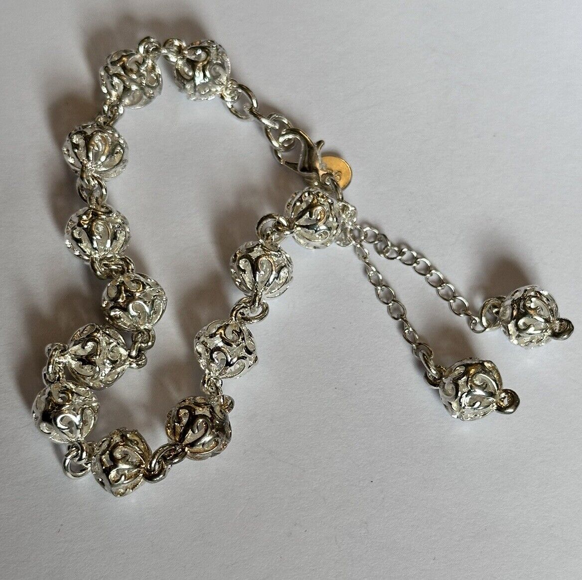 Silver 925 Detailed Balls On Chain With Drop Bracelet 22.70g