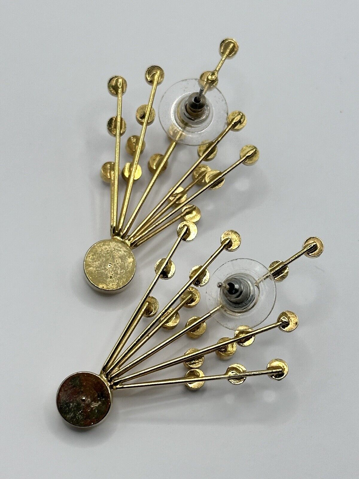 Vintage Gold Tone Diamanté Spray Earrings