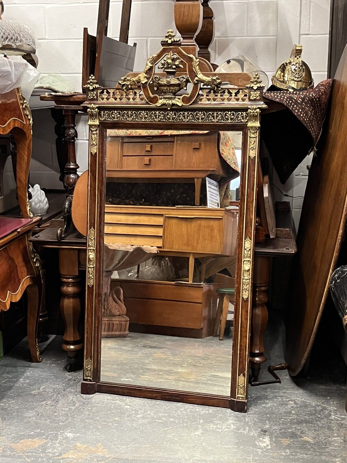 Antique Continental Gilt Mirror, Large & Impressive. Very Thick Antique Glass