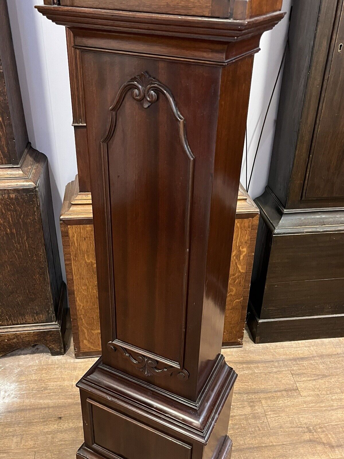Edwardian Westminster Chime Longcase Clock Of Small Proportions.