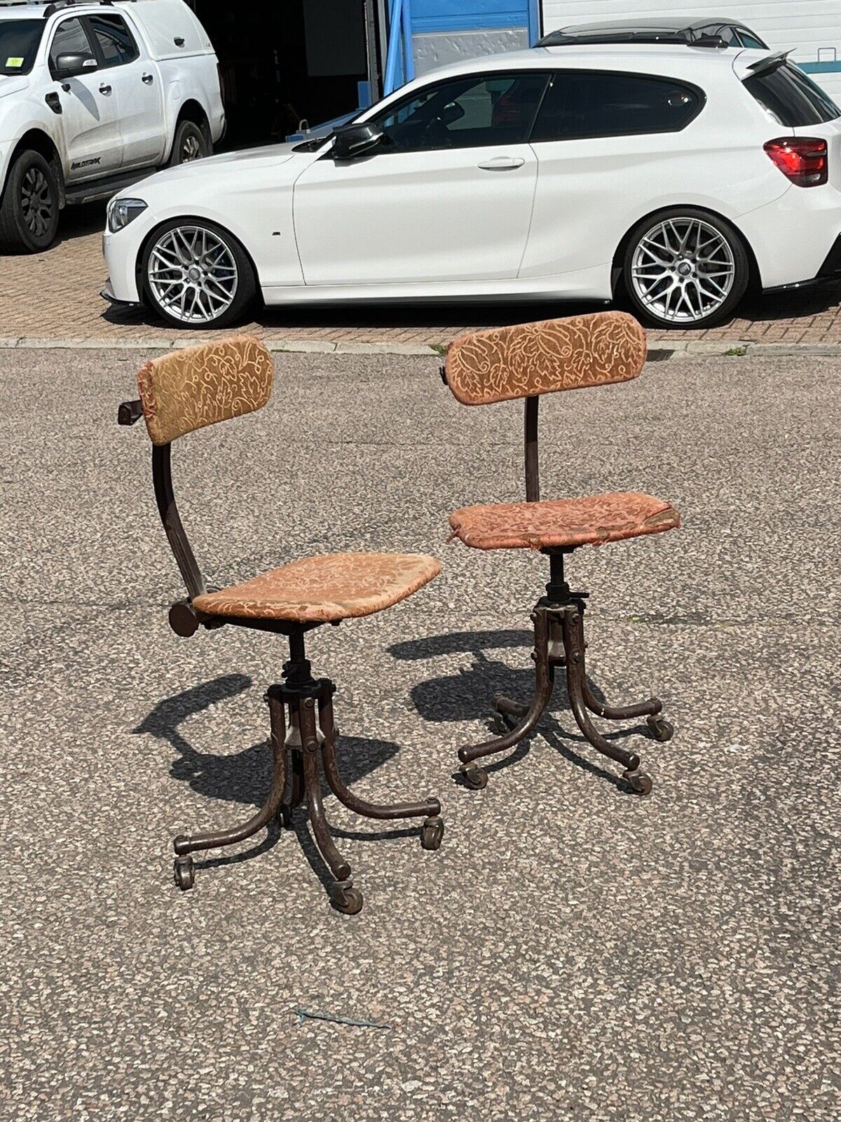 Pair Of Industrial Machinists Chairs, Extremely Good Quality. Fab Design