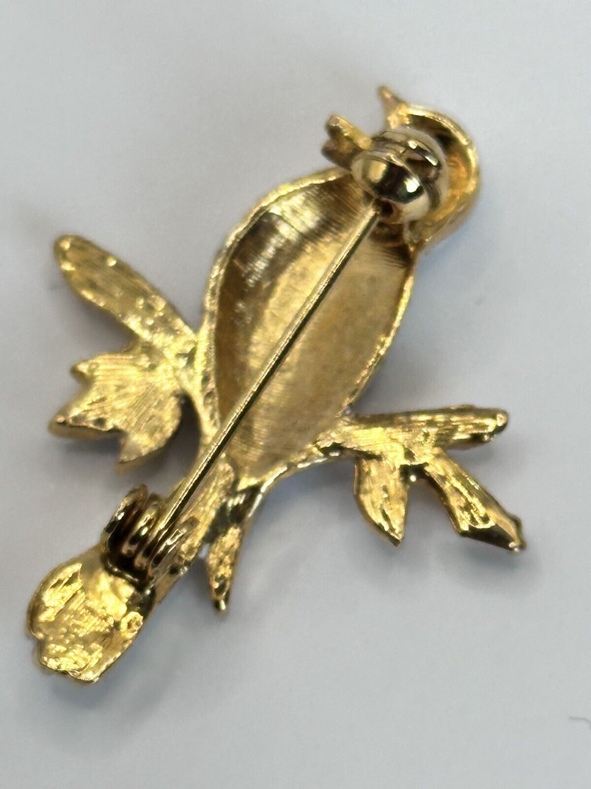Vintage Gold Plated Enamel Bird Brooch