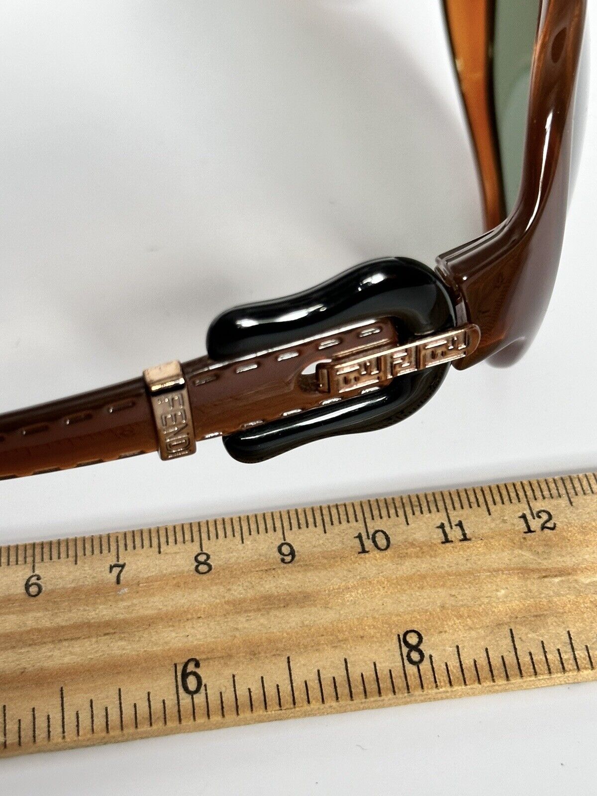 Vintage Fendi Buckles Brown Black Gold Sunglasses + Case