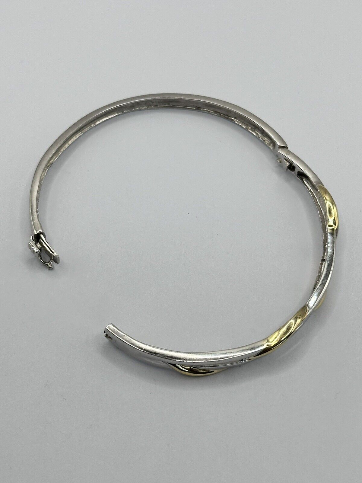 Vintage Silver 925 Swirl Gold Plated Bangle Safety Catch