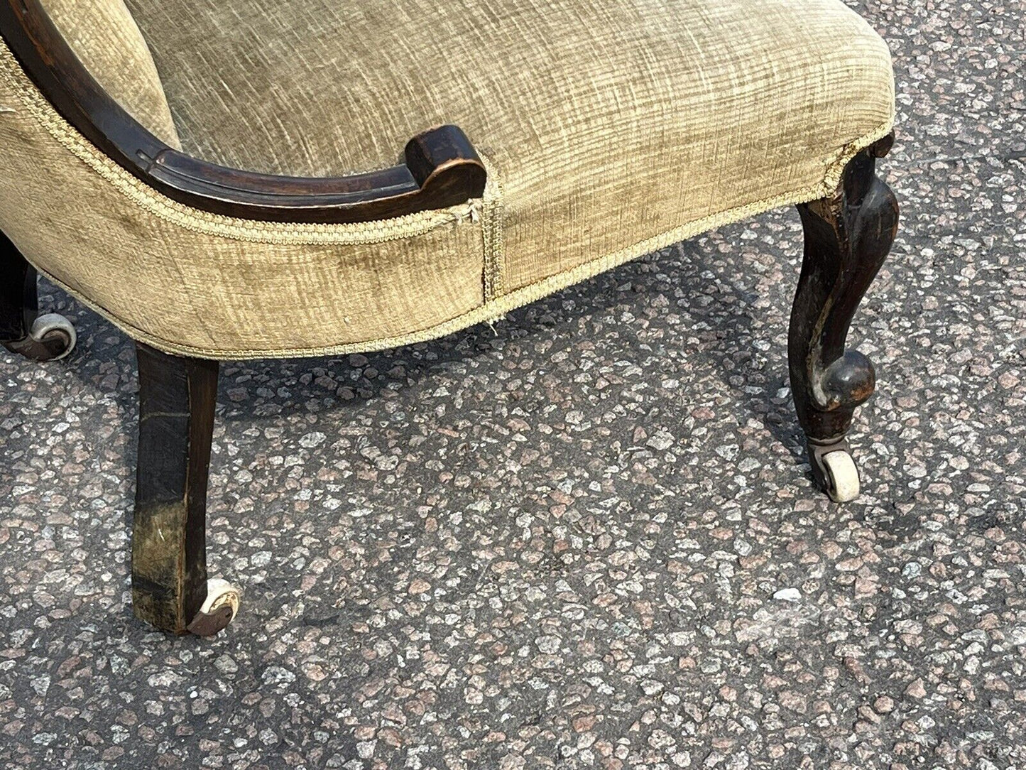 Victorian Chair. On White Porcelain Castors.