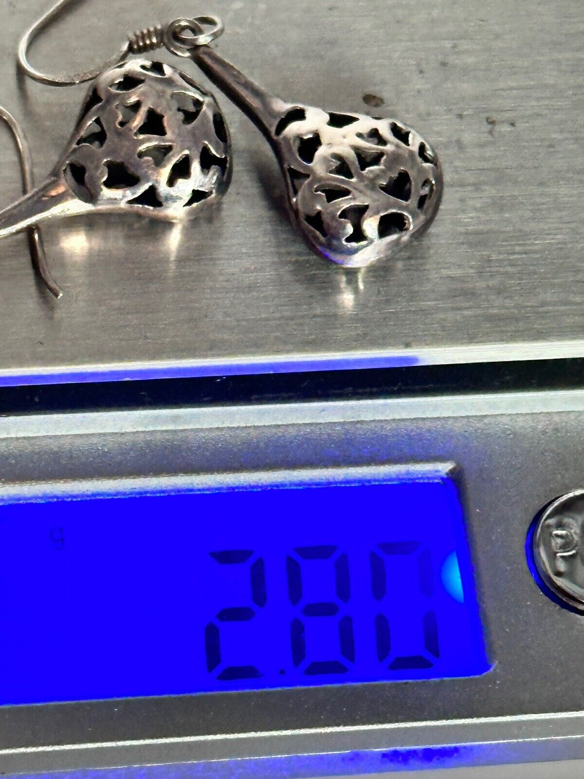 Vintage Silver 925 Cut Out Dangle Earrings