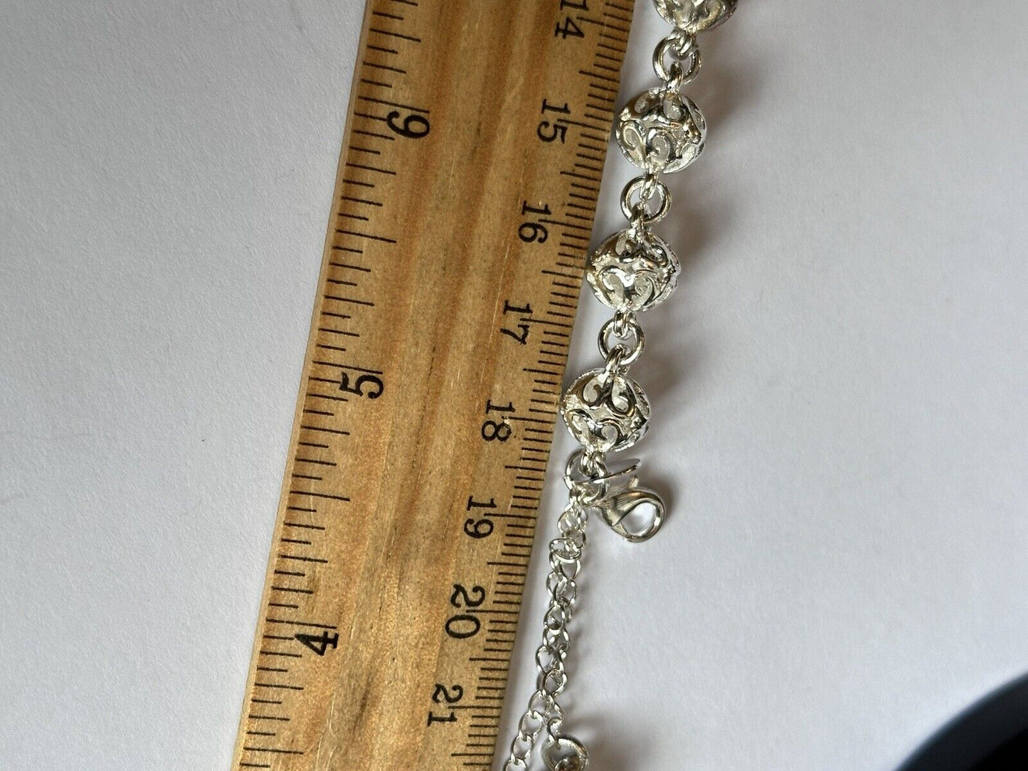 Silver 925 Detailed Balls On Chain With Drop Bracelet 22.70g