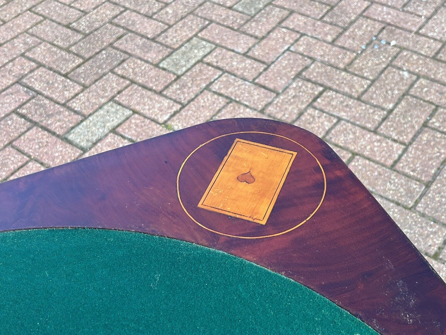 Antique Dutch Marquetry Games Table With Fold Over Lid And Card playing area