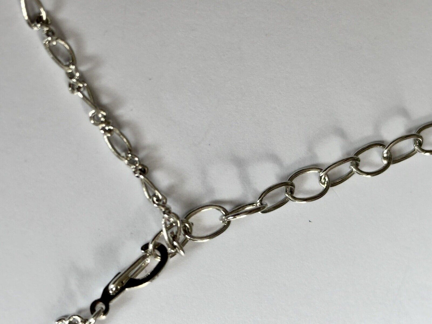 Vintage Silver Tone Blue Diamanté Statement Necklace