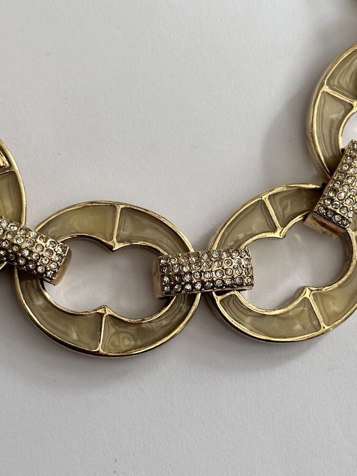 Vintage Gold Plated Enamel Statement Chainlink Necklace