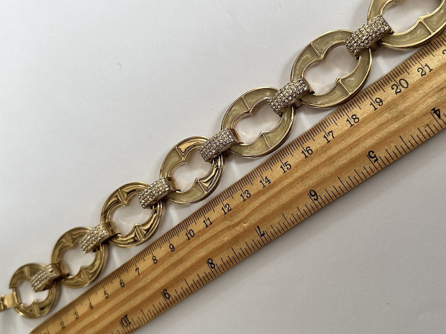 Vintage Gold Plated Enamel Statement Chainlink Necklace