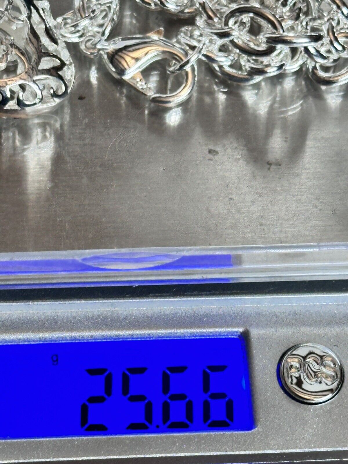 Silver 925 Chain With Heart Drop Bracelet 25.66g