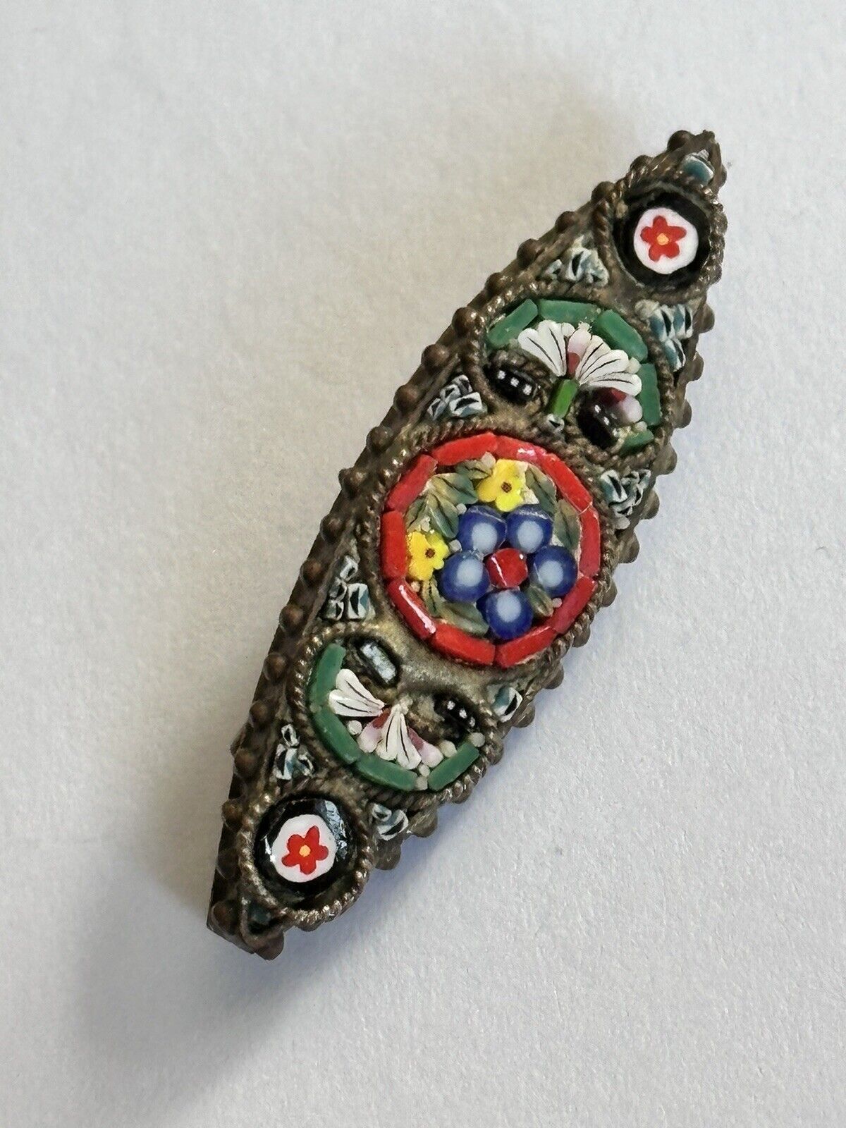 Vintage Micromosaic Flower Brooch