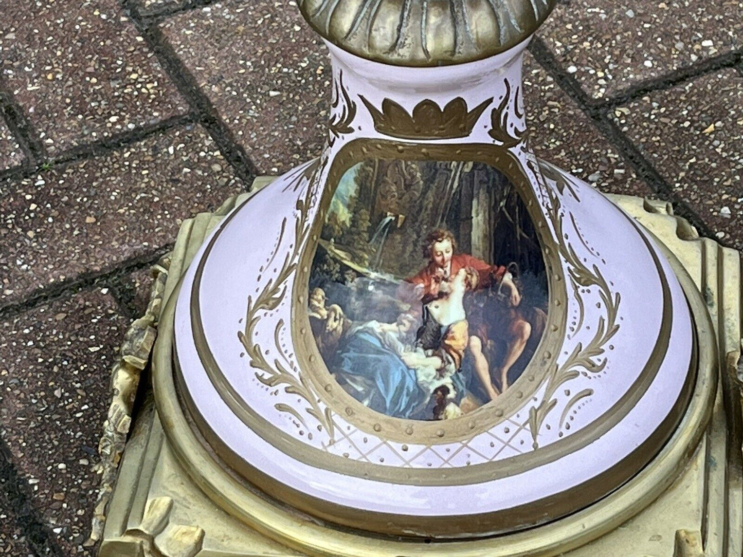 HUGE Freestanding Ormolu Mounted & Porcelain Lidded Urn. 134 Cms Tall.