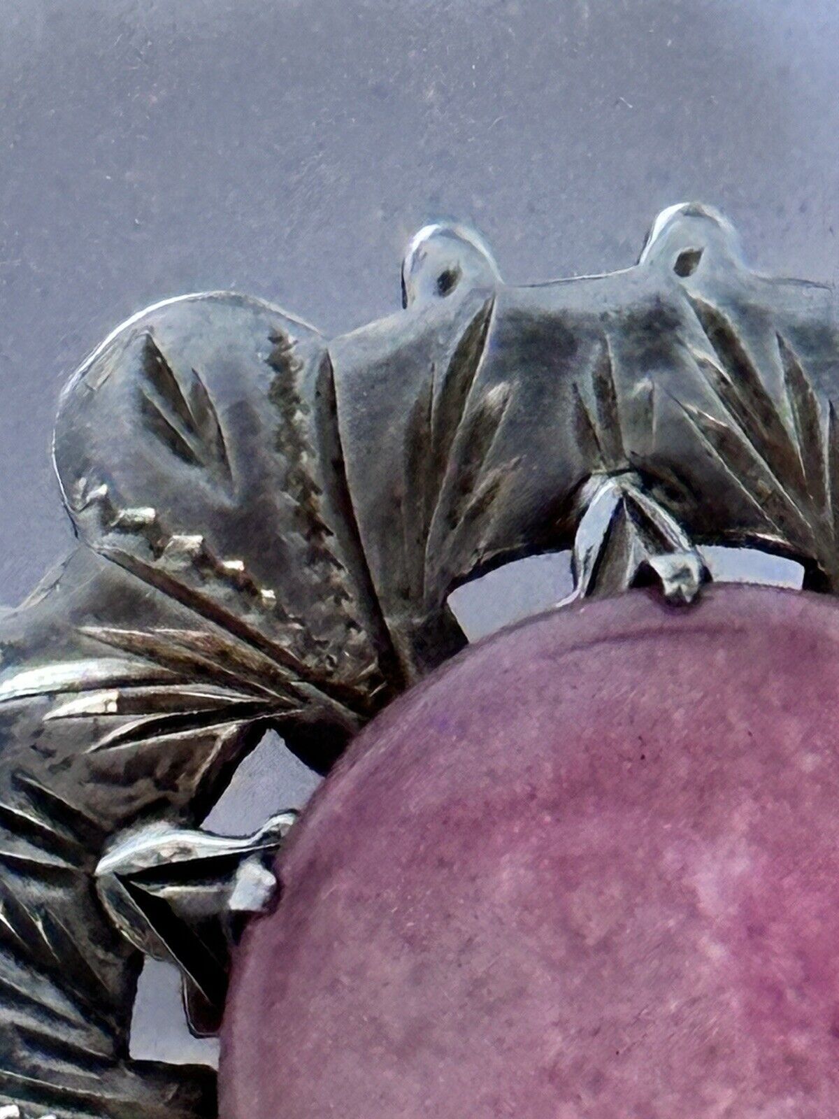 Vintage Silver 925 Pink Agate Brooch