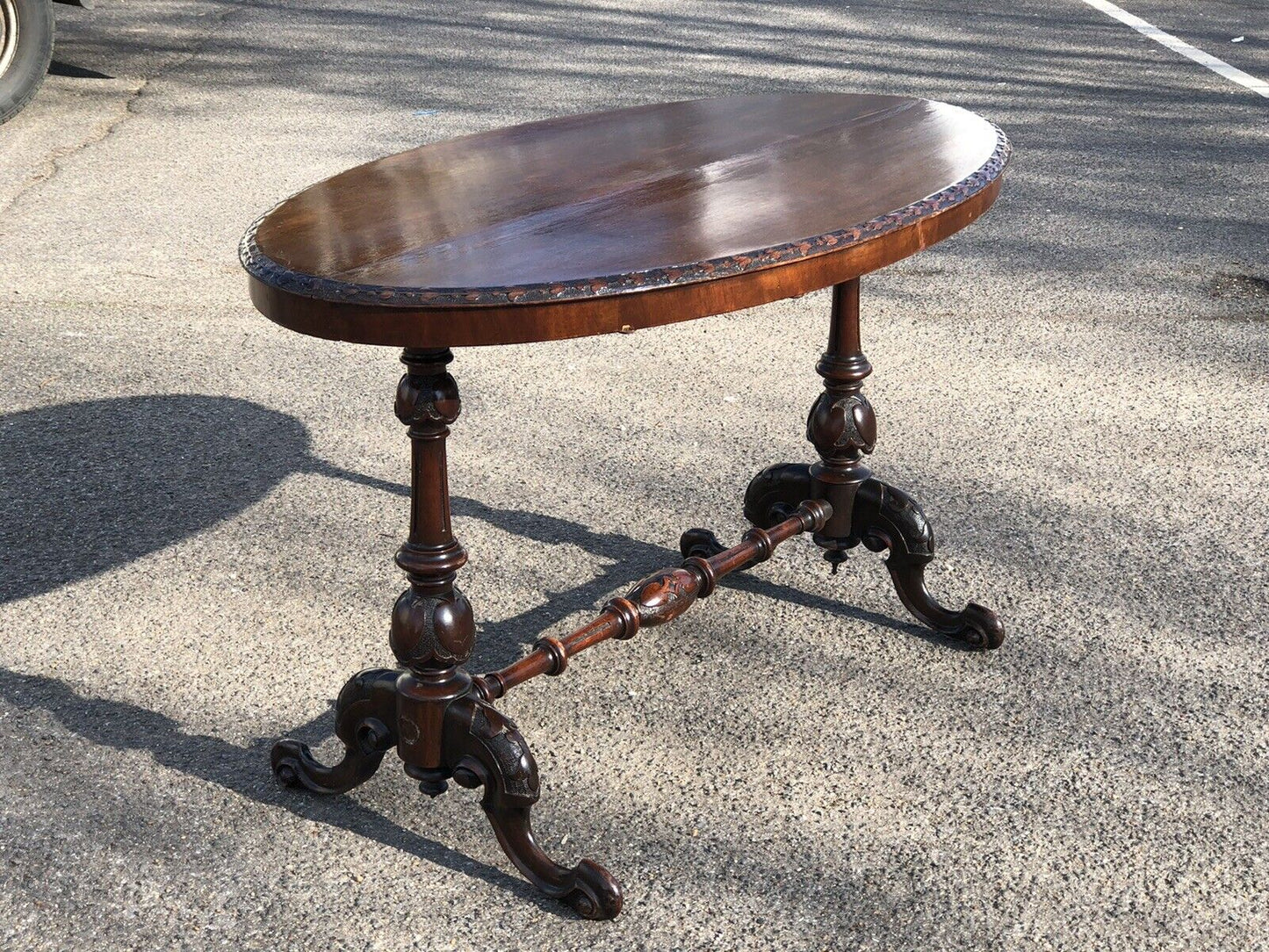 Victorian Mahogany Side Table / Hall Table, On Cabriole Feet