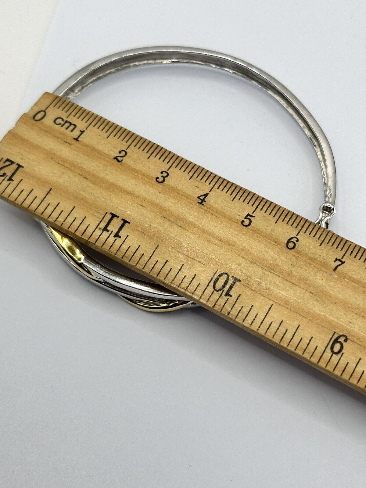Vintage Silver 925 Swirl Gold Plated Bangle Safety Catch