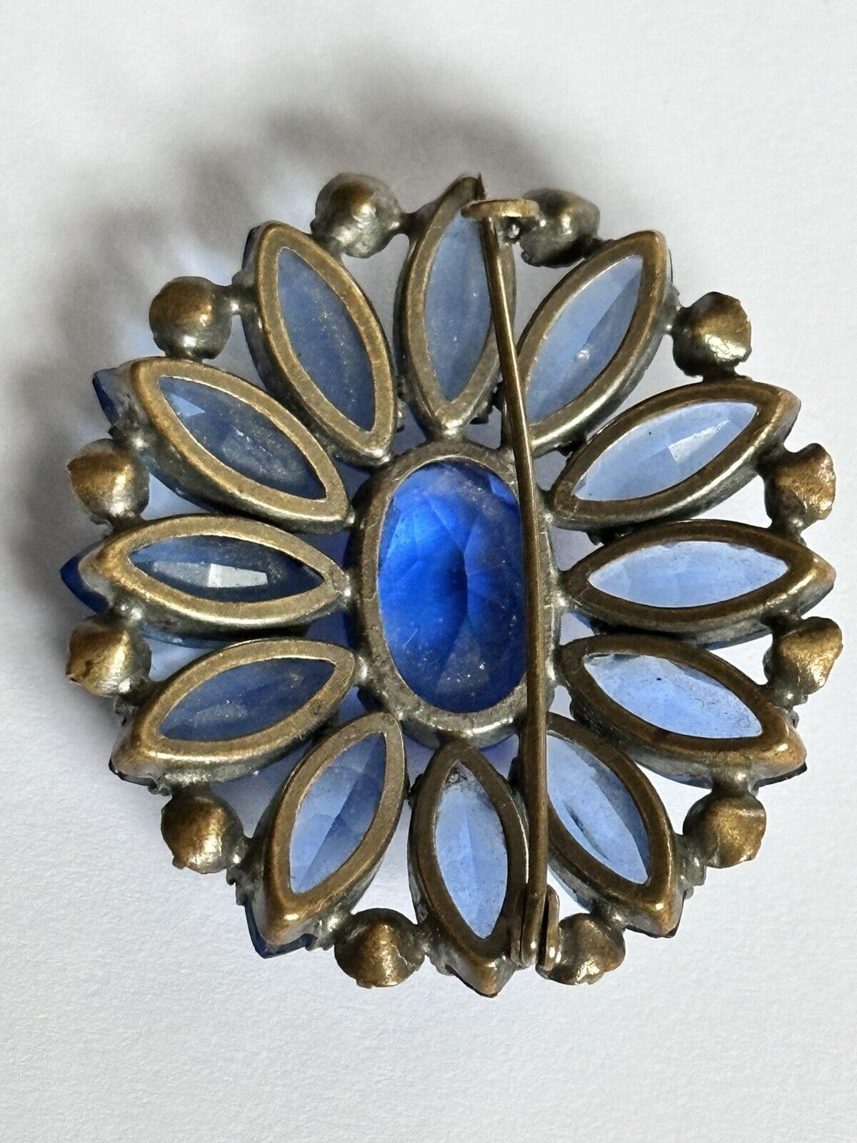 Vintage Blue Stone Flower Brooch