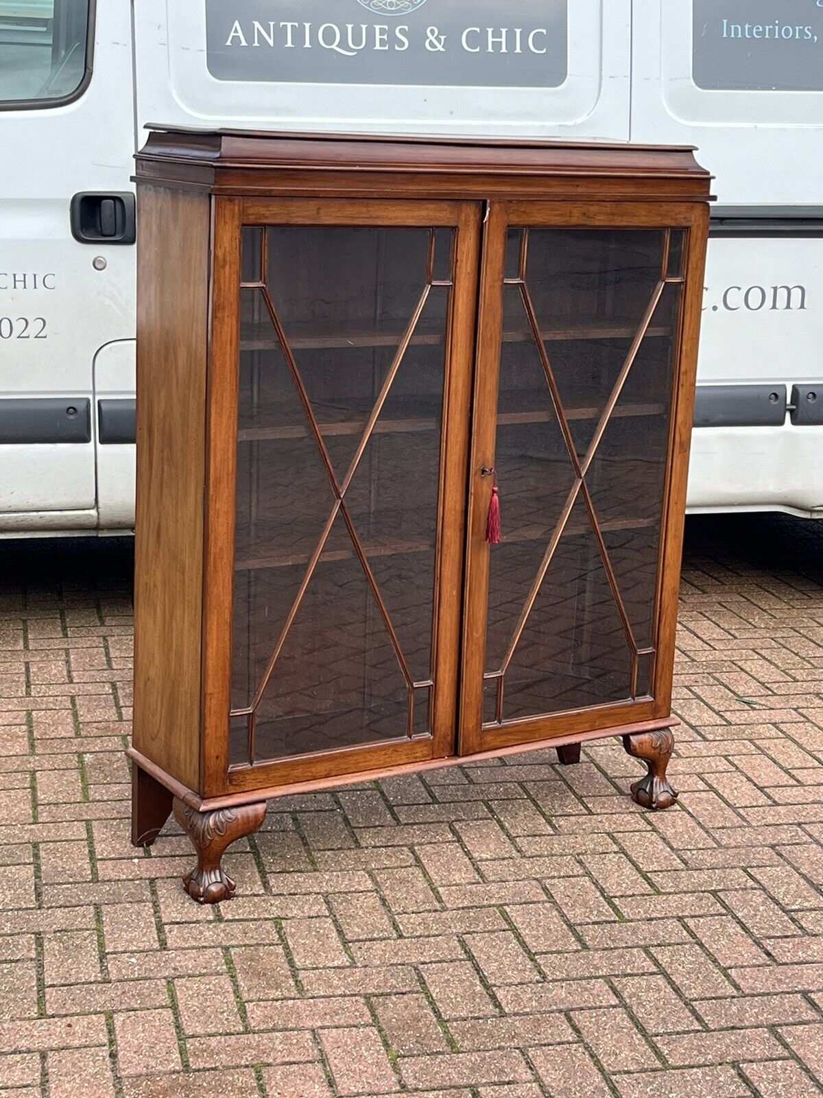 Antique Mahogany Bookcase With Adjustable Shelves