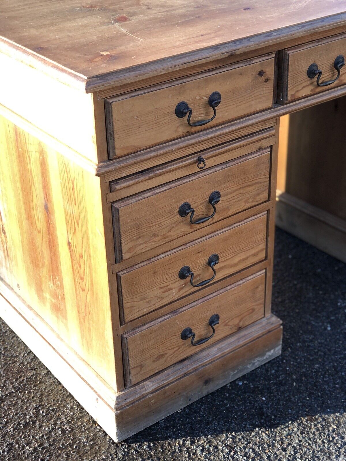 Pine Pedestal Desk. Large In Size