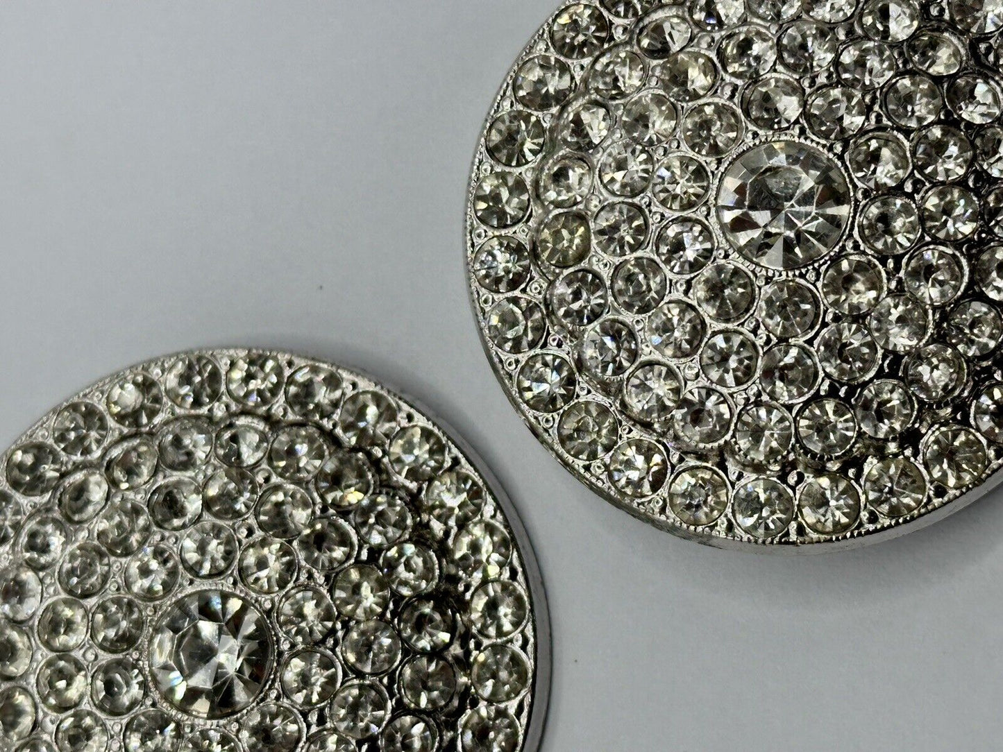 Vintage Silver Tone Statement Diamanté Clip On Earrings