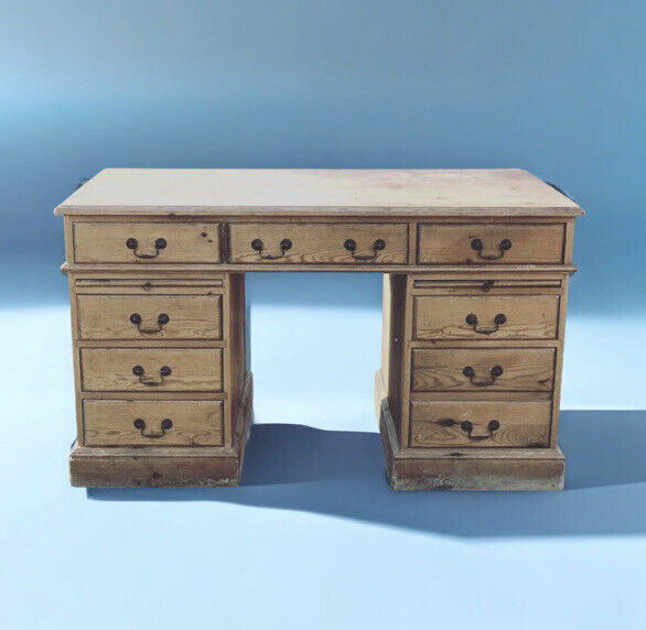 Pine Pedestal Desk. Large In Size
