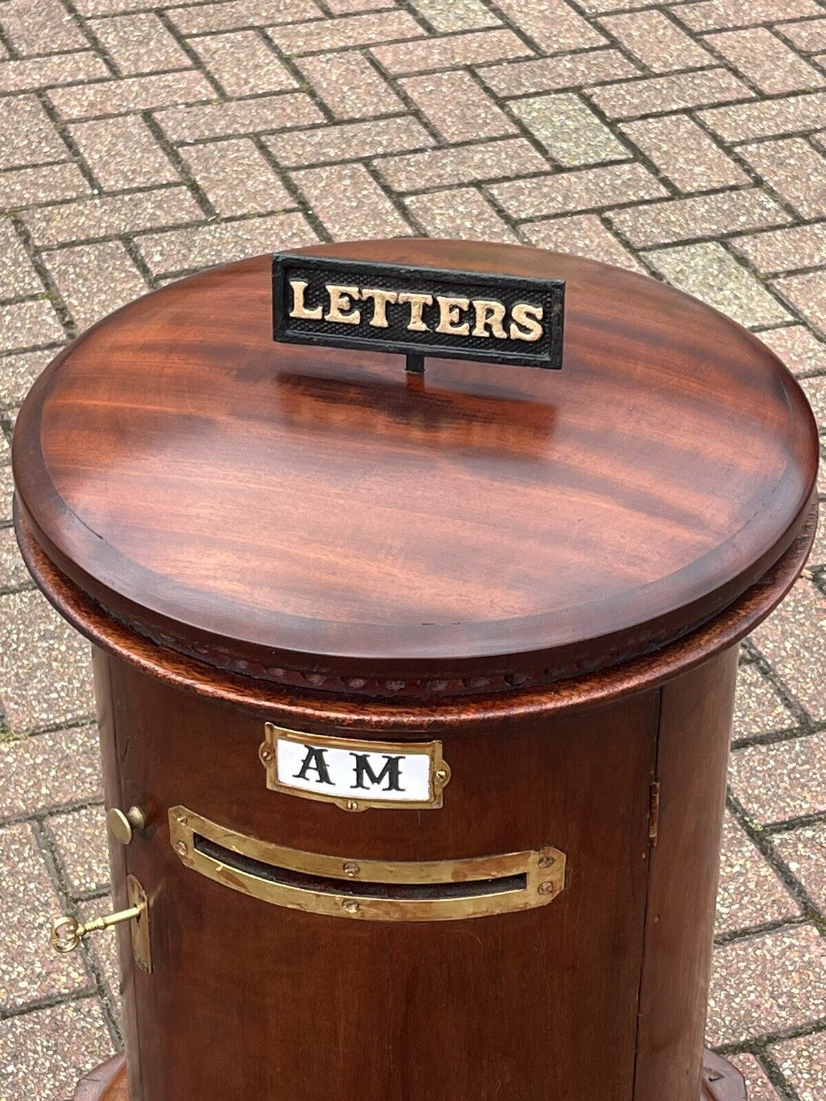 Antique Country House Letter/ Pillar Box, With Working Key & Lock. LARGE IN SIZE