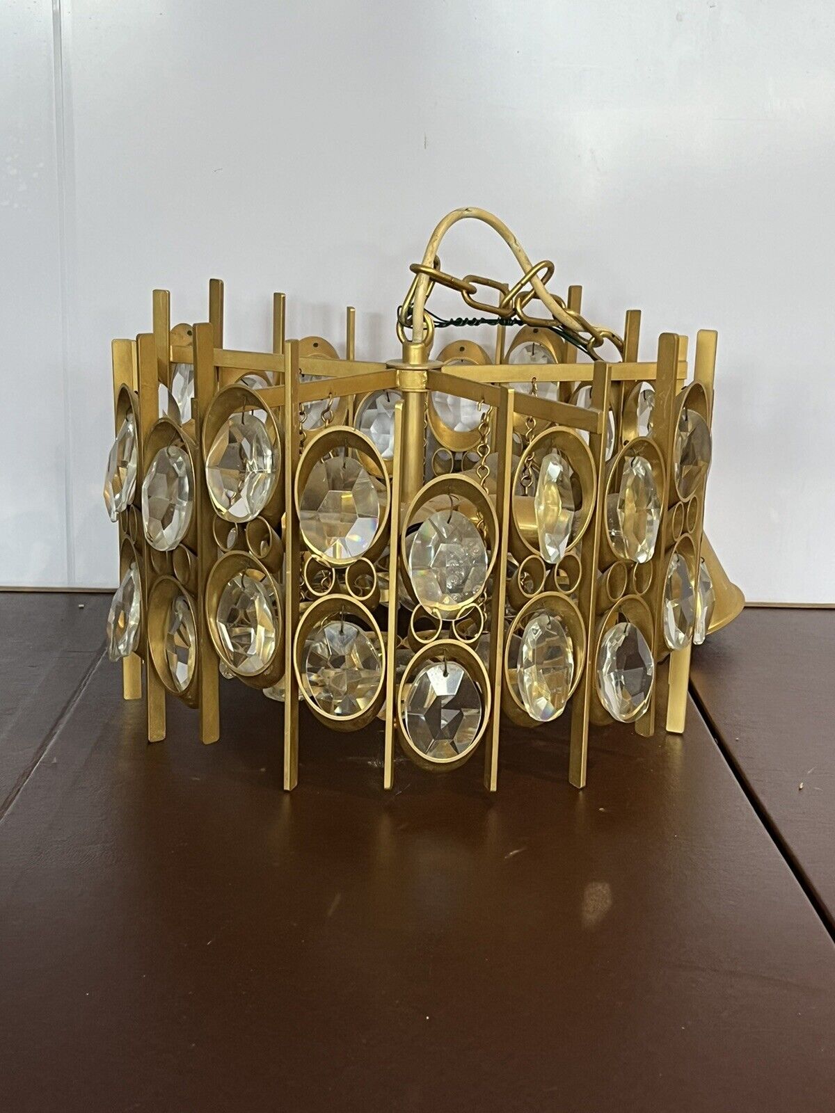 Mid Century Gilt Brass Chandelier by Palwa, circa 1970s