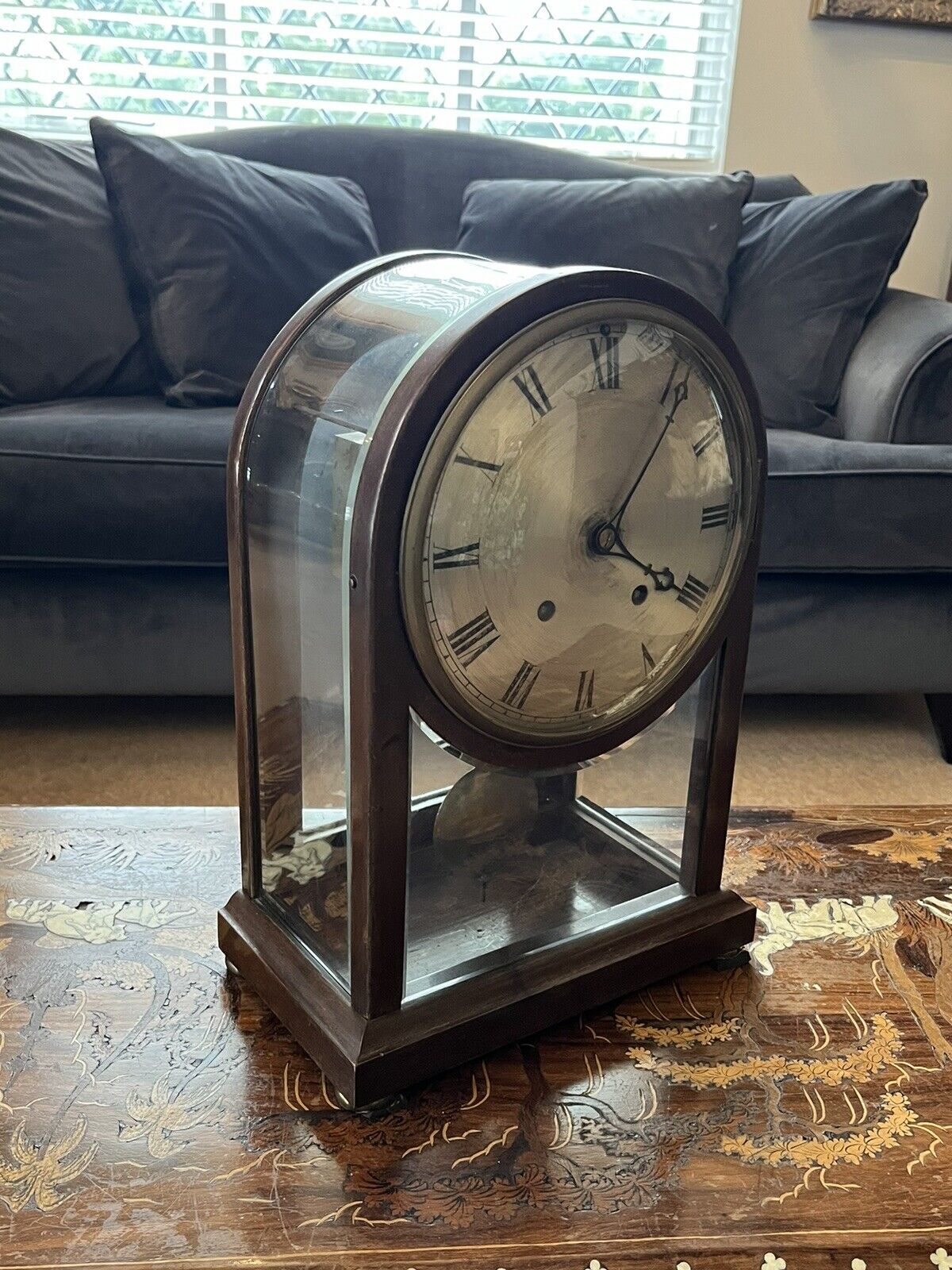 Quarter Striking Victorian glass Table Clock, Amazing Quality.