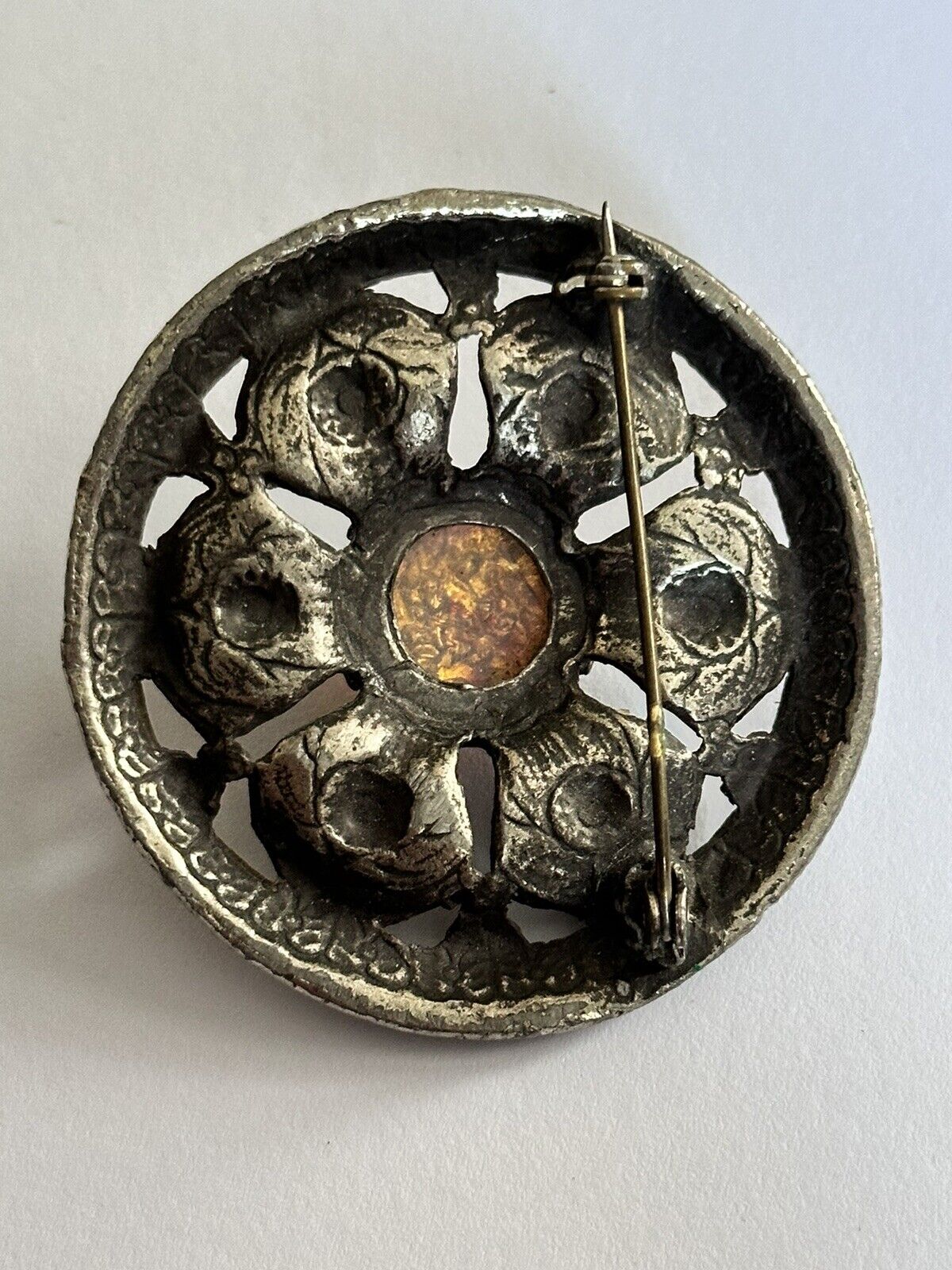 Vintage Silver Tone Heads Dragons Breath Brooch