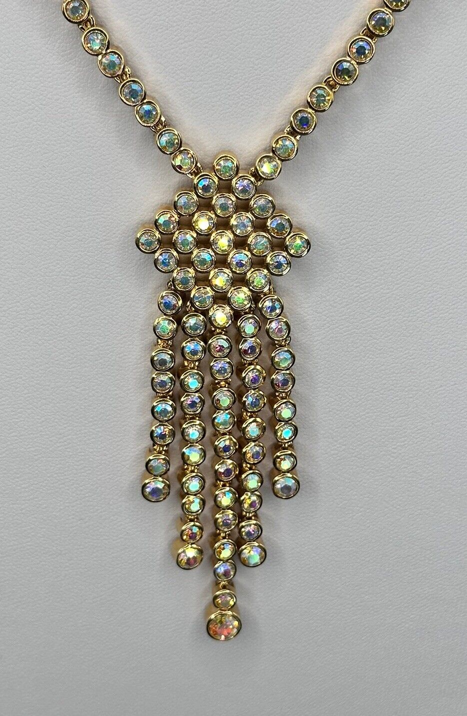 Statement Gold Plated Aurora Borealis Made With Swarovski Crystals New Old Stock