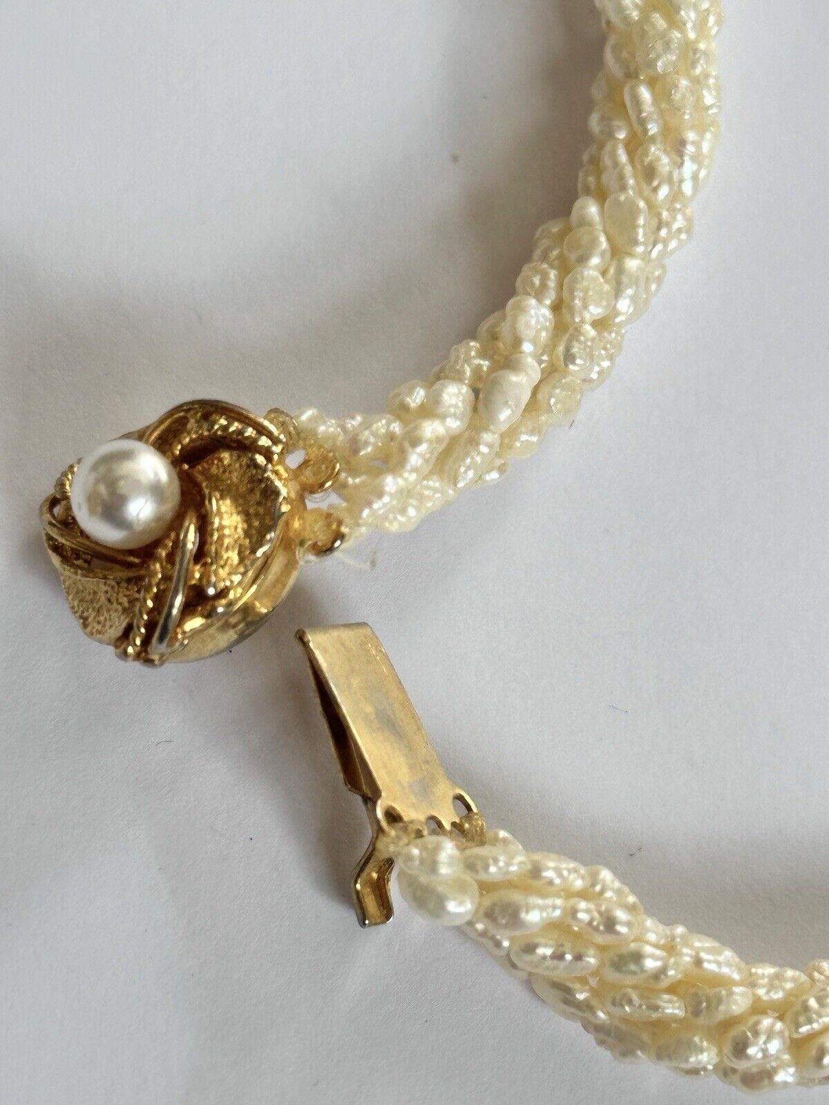 Vintage Multi Strand Cluster Pearls With Gilded Silver Clasp