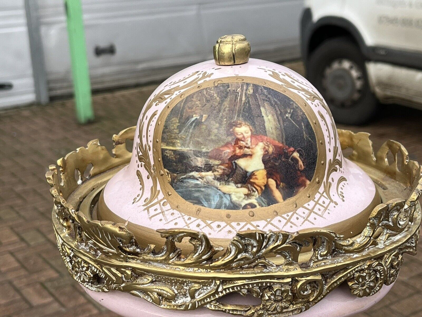 HUGE Freestanding Ormolu Mounted & Porcelain Lidded Urn. 134 Cms Tall.