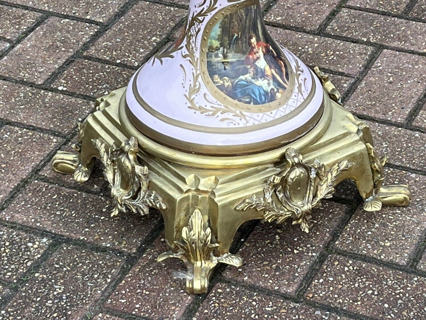 HUGE Freestanding Ormolu Mounted & Porcelain Lidded Urn. 134 Cms Tall.