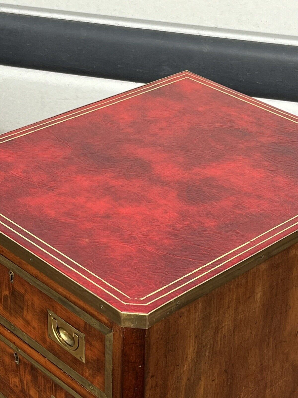 Antique Pair Of Bedside Drawers. Mahogany With Brass Bound Decoration