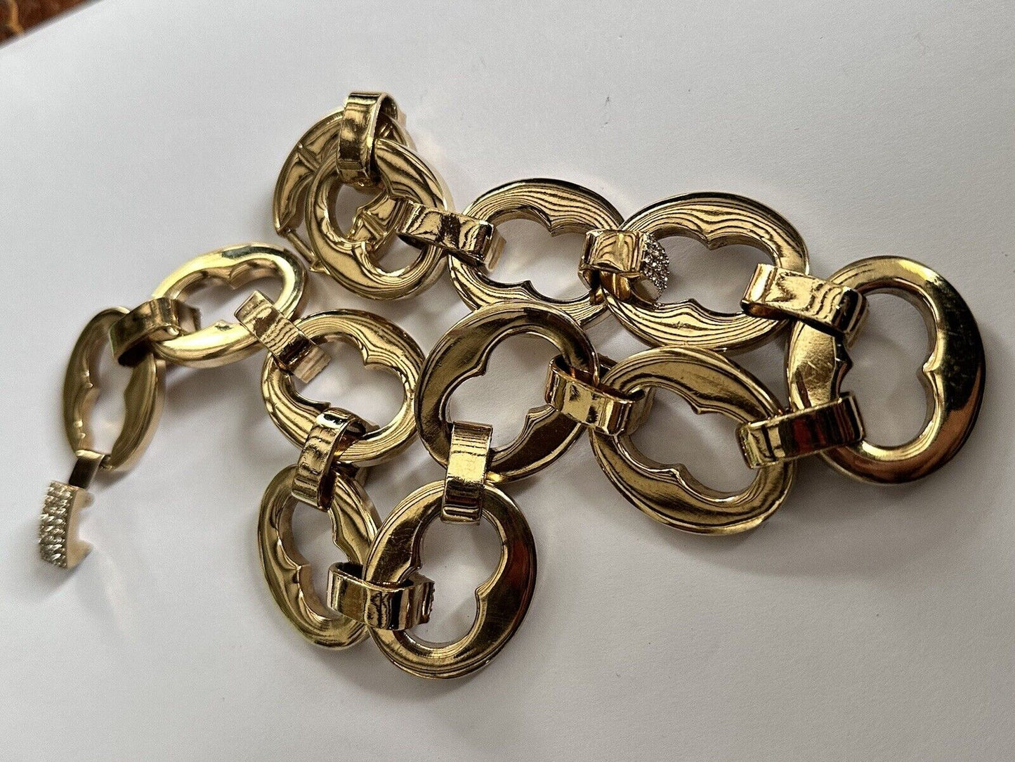 Vintage Gold Plated Enamel Statement Chainlink Necklace