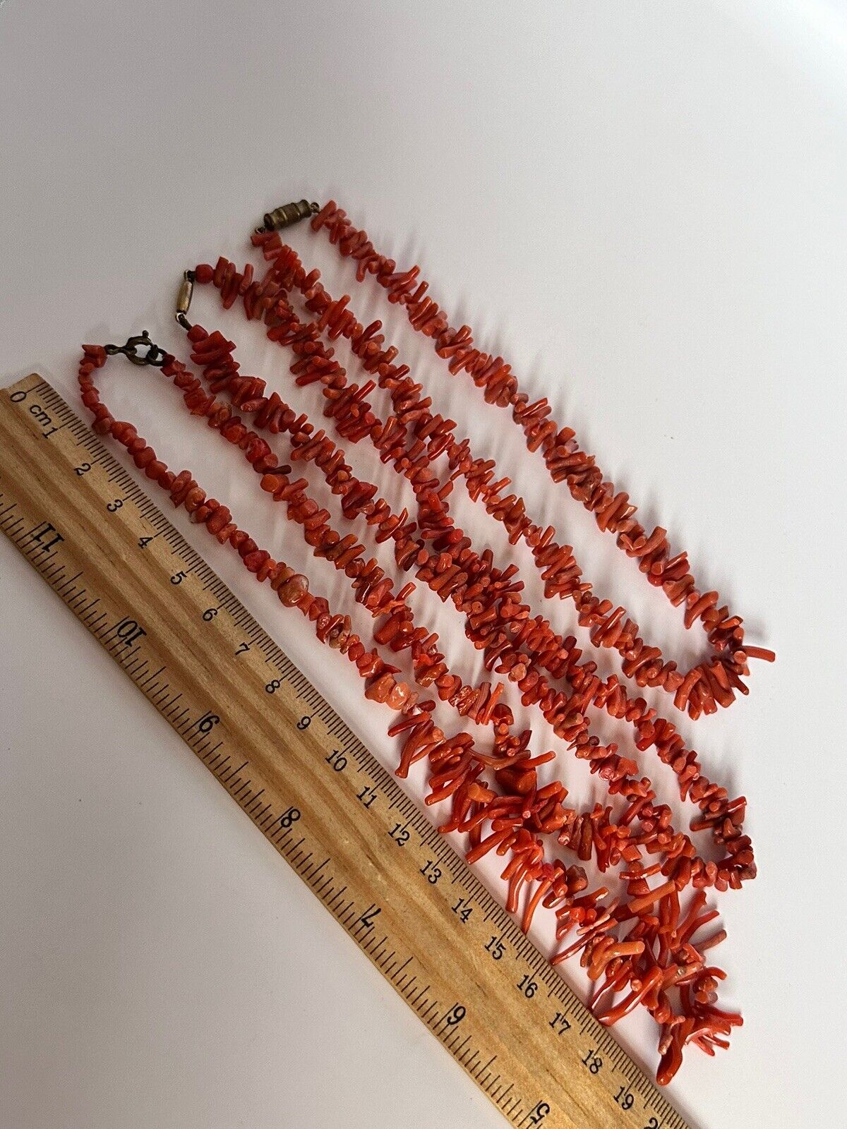 Vintage Set Of 3 Coral Strand Necklaces