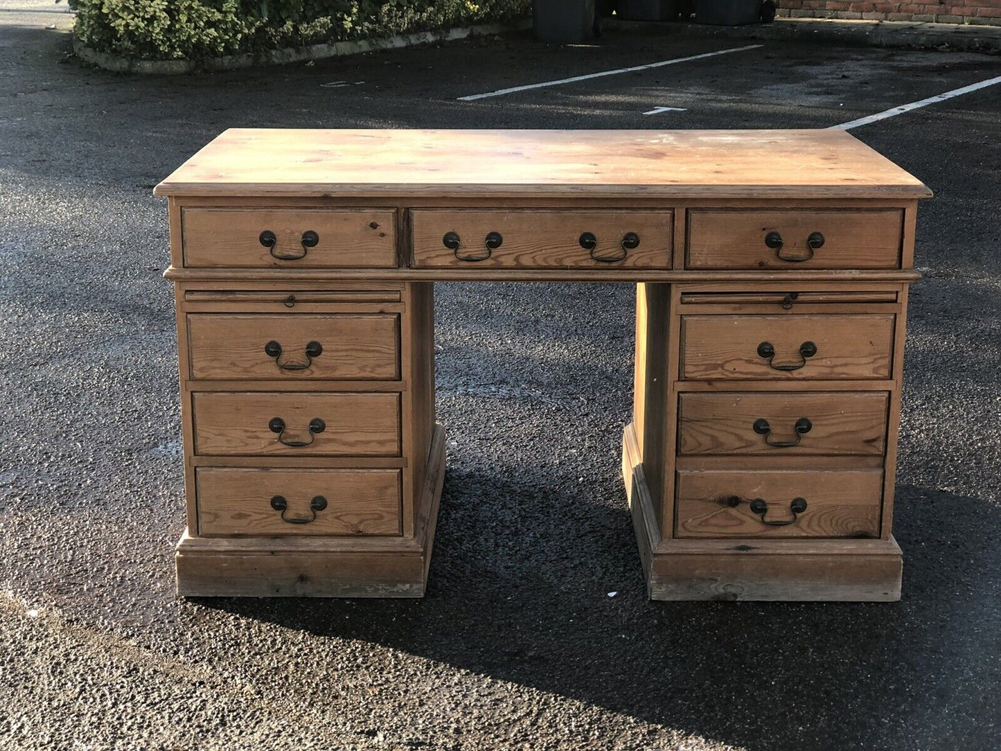 Pine Pedestal Desk. Large In Size