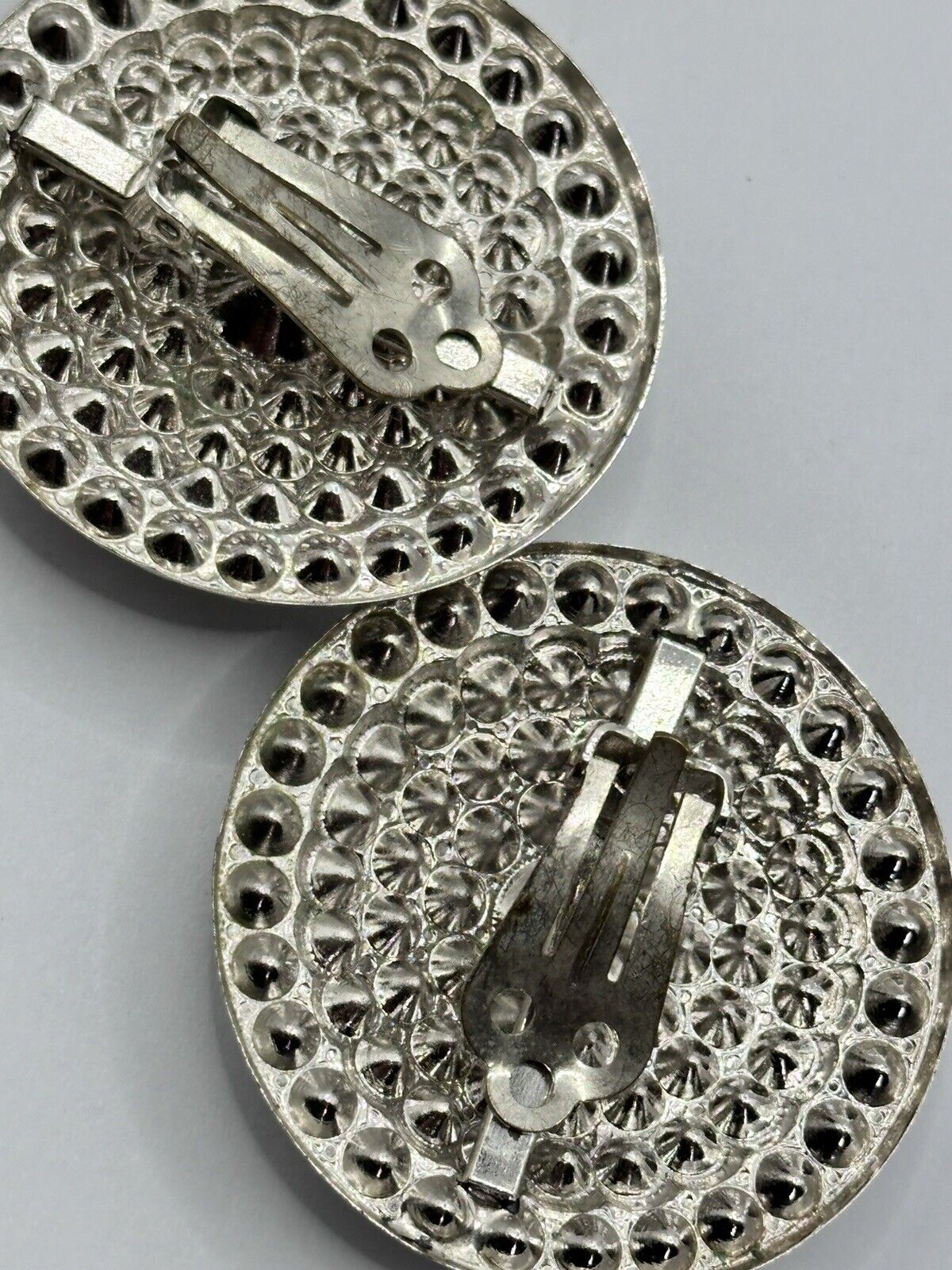 Vintage Silver Tone Statement Diamanté Clip On Earrings