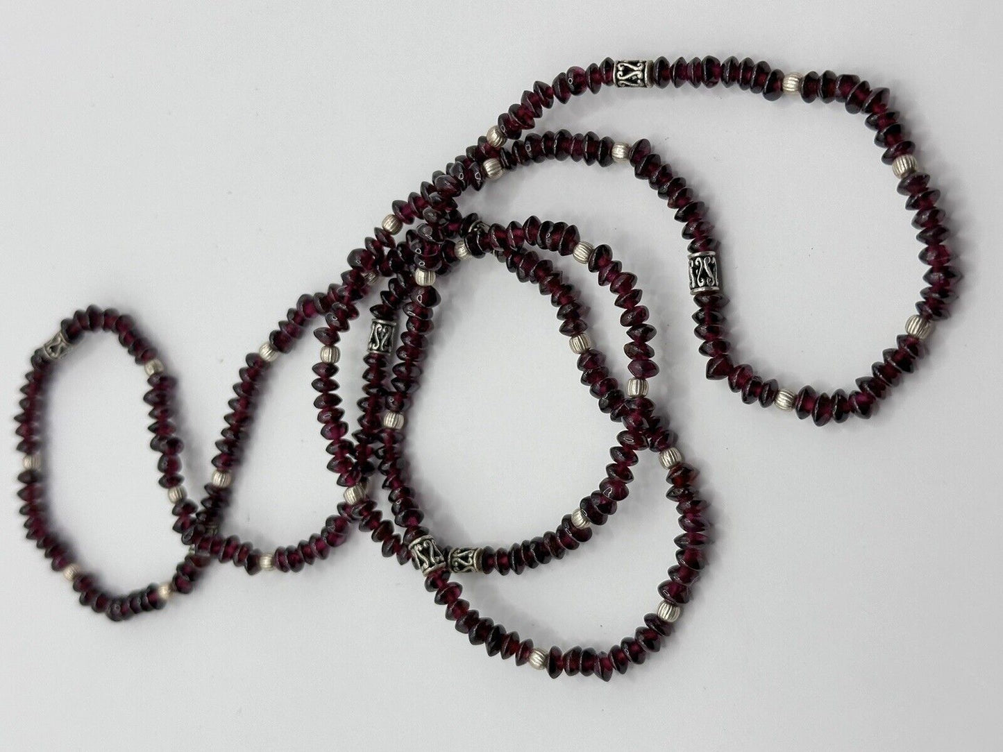 Vintage Garnet Beaded Long Length Necklace
