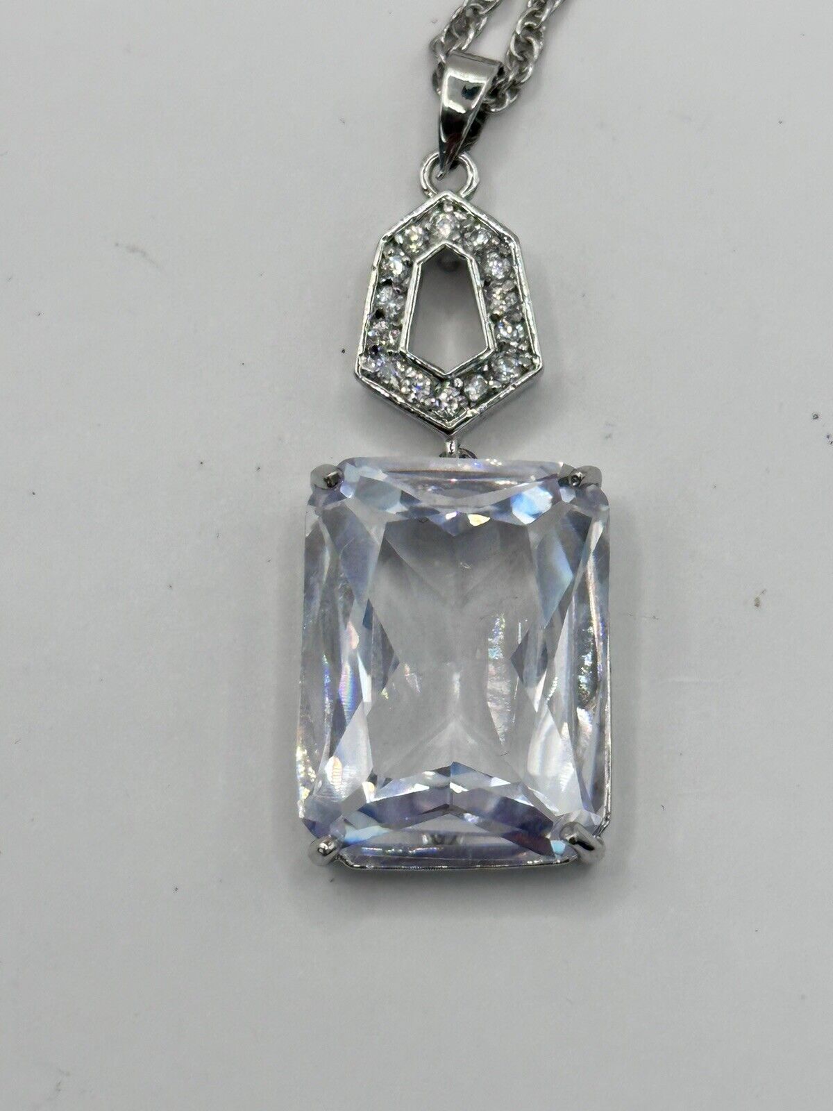 Vintage Statement Clear Crystal Drop Necklace